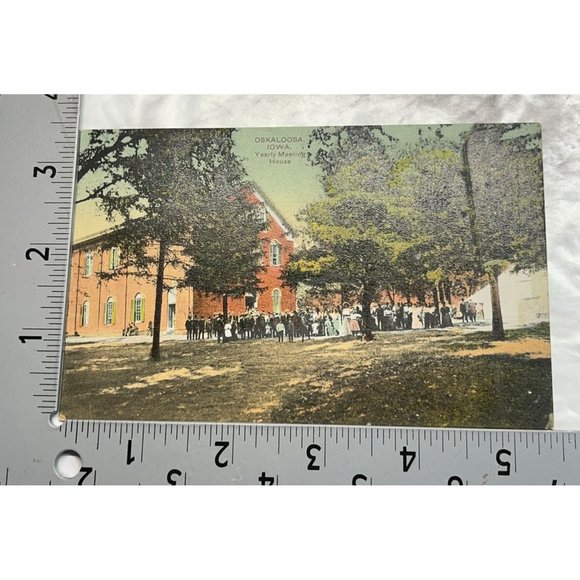 Oskaloosa IA Iowa Yearly Meeting House c1909 Large Crowd Town People - Picture 3 of 6